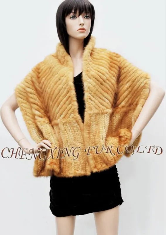 CX-B-M-46A Knit Mink Fur Lady's Shawl ~ DROP SHIPPING