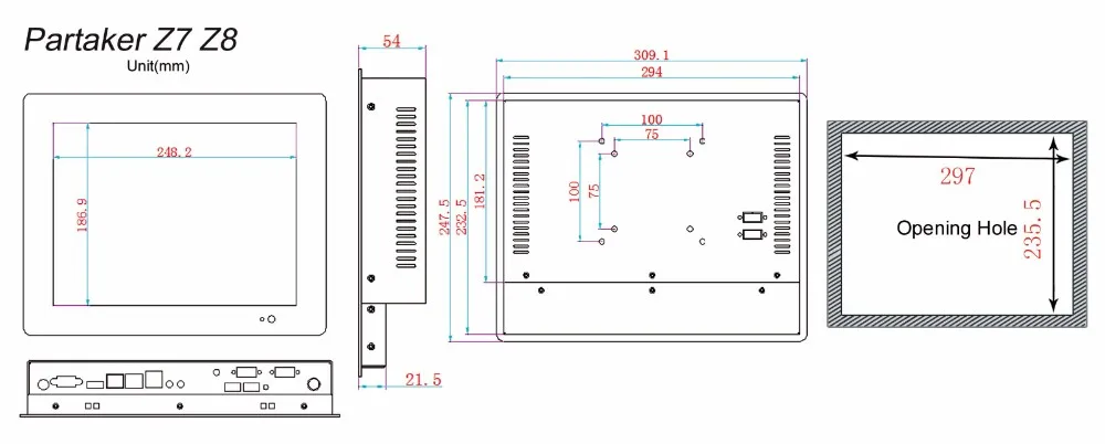 Причастником Z7 Intel Celeron 3855U 12,1 дюймов OEM все в одном ПК с 2 мм тонкая панель 3 * COM 2G ram 32G SSD резистивный сенсорный экран