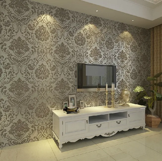Non Woven Embossed Bedroom Wallpaper Modern Damask White Non Woven Embossed Bedroom Wallpaper Modern Damask White Wallcovering Clic Wall Papers For Living Room In Wallpapers From Home