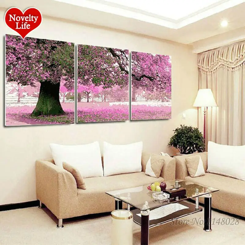 Рамка 3 шт картины Сделай Сам краска по номерам сделай сам ручная работа цифровая масляная краска вишня цветы деревья украшение дома цветы сакуры