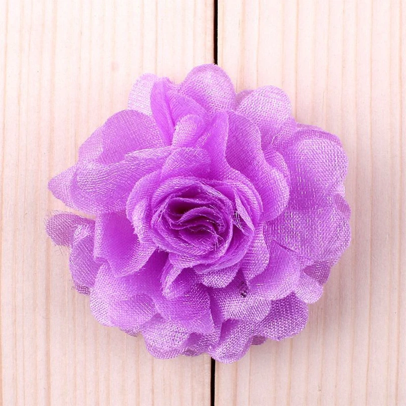 120pcs/lot 2.1" 18colors Hair Clips Chic Shaped Rose Hair Flower For Children Accessories Blossom Fabric Flowers For Headbands