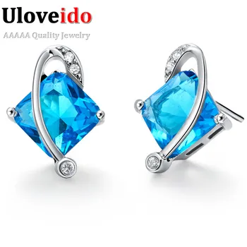 

Square Cubic Zirconia Silver Stud Earrings For Women CZ Jewelry Pendientes Para Las Mujeres Earring 30% Off Ulove R496
