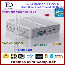 2016 новые kingdel безвентиляторный Intel i3-5005U Mini PC HTPC 4 ГБ Оперативная память USB 3.0 WIFI HDMI Blue-Ray DirectX 11 Поддержка RS232 дополнительно