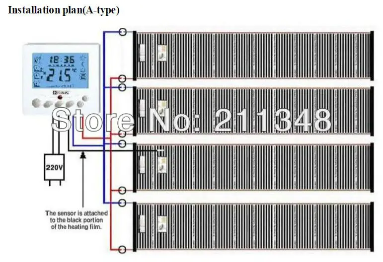 220 W/M2 высокое качество 30M2 излучение в дальнем инфракрасном диапазоне Электрический пленка для подогрева пола Ширина 0,5 м Длина 60m 220V-240VAC 50/60Hz