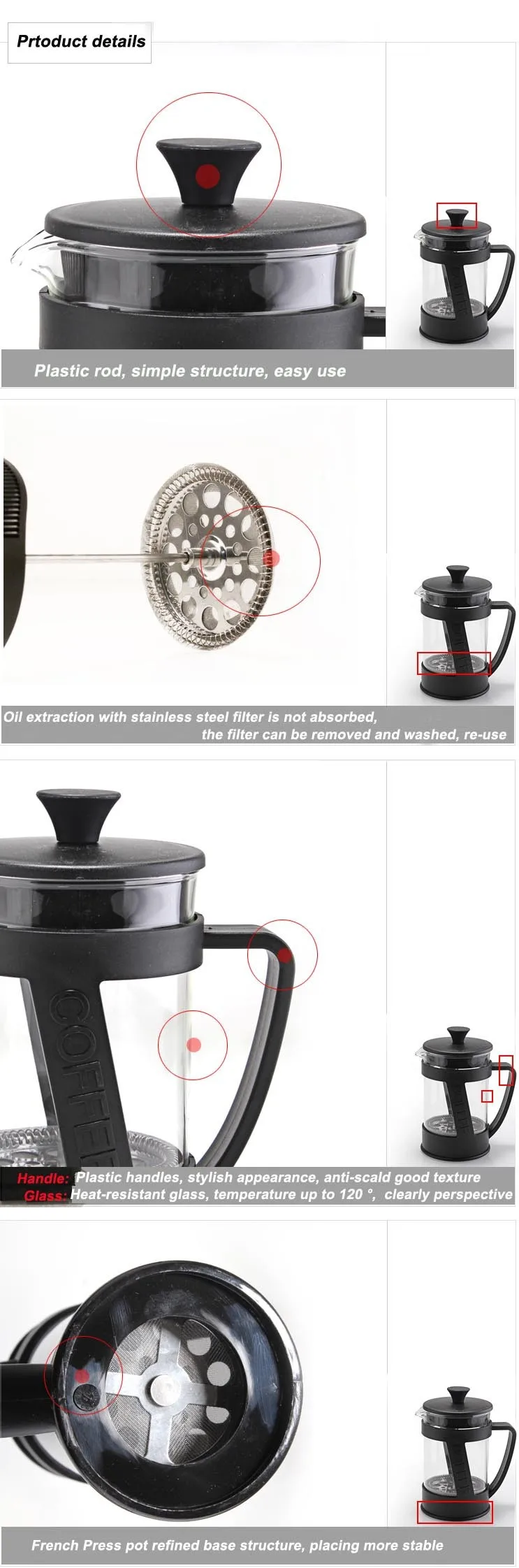 Французский Пресс горшок Давление кофейник кофеварки мчащийся Percolator горшок 800 мл стекло фильтр Пресс 800 мл