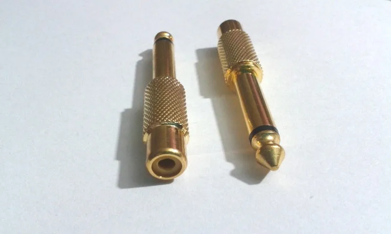 1000 шт. позолоченный 6,35 мм(1/4 дюйма) моно разъем для RCA Jackadapter