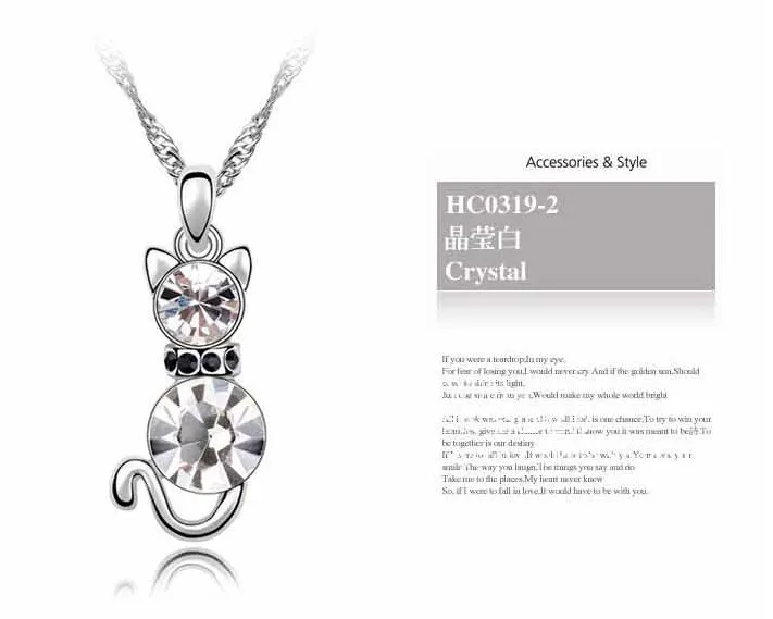 RNAFASHION не минимальный заказ hello kitty/1 партия/Австрия кристалл цепи ожерелье-Мода B58