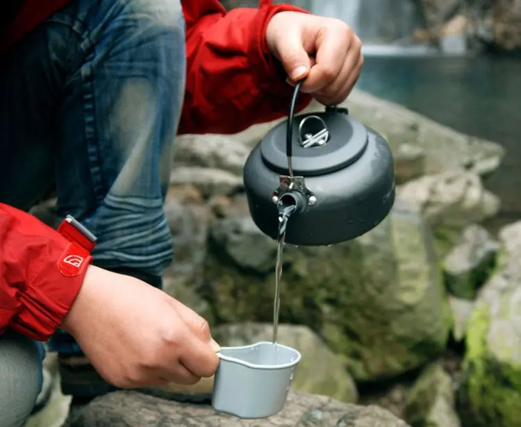 Открытый чайник Кемпинг кухонная посуда воды горшок 1.4L 210 г легкий CW-K03