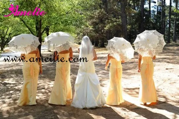Belgian lace emboridered parasol and fan bridal parasol wedding set