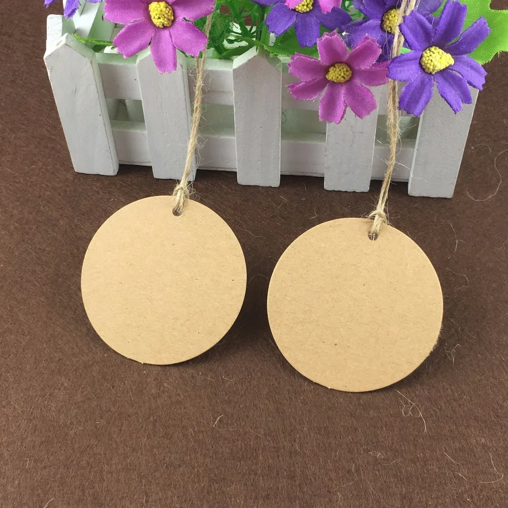 Round6cmKraftPaper200PCSTags200HempStringsLabelTagBlank