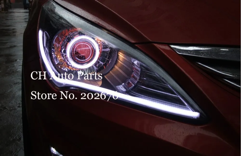 Налобный фонарь CHA HYUNDAI VERNA ANGEL EYE, с BI-XENON проектором, светодиодный дневной свет с функцией указателя поворота