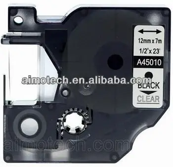 8 шт 12 мм черный на прозрачном для DYMO 45010 этикетки совместимый для DYMO D1 ярлык