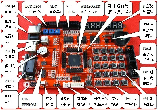 Красная корона специальные AVR макетная плата ATMEGA128 обучающая доска Экспериментальная доска супер экономичная