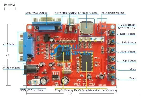 VGA к CGA CVBS S-VIDEO Конвертер доска видео доска аркадная машина запчасти игровой автомат аксессуар