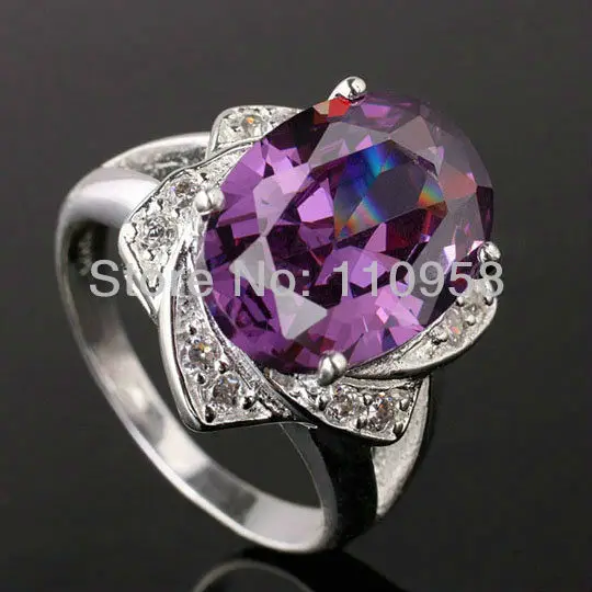 Для женщин Настоящее серебро 925 проба овальное кольцо 10x12 мм гвоздики с ненатуральными камнями ювелирные изделия Anillo плата Mujer Размеры 6 7 8 9 R024