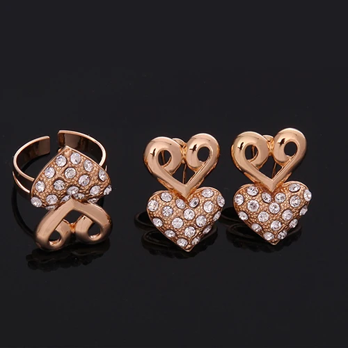 Леди KC Сердце Ожерелье Серьги Браслет Кольцо Комплект Ювелирных Изделий