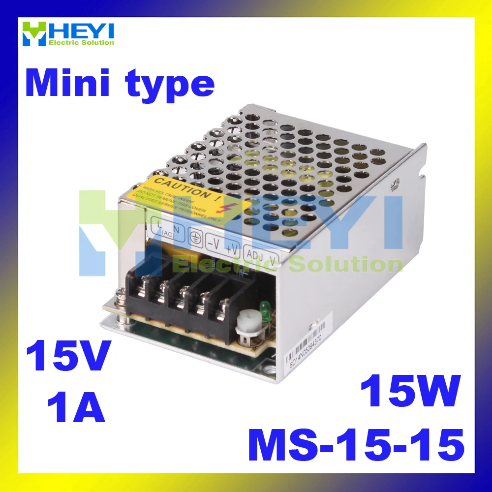 

Mini power supply MS-15-15 with single switching output 15V 1A Micro power supply