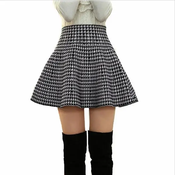Spring Summer Woman Skirt Knitted Elastic High Waist Mini Skirt Plus