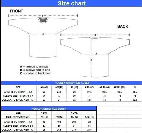 size 54 hockey jersey size conversion