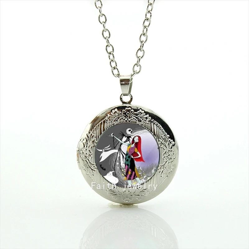 

Jack and Sally Nightmare charm locket pendant necklace jewelry fashion Christmas gifts for men and women HH137