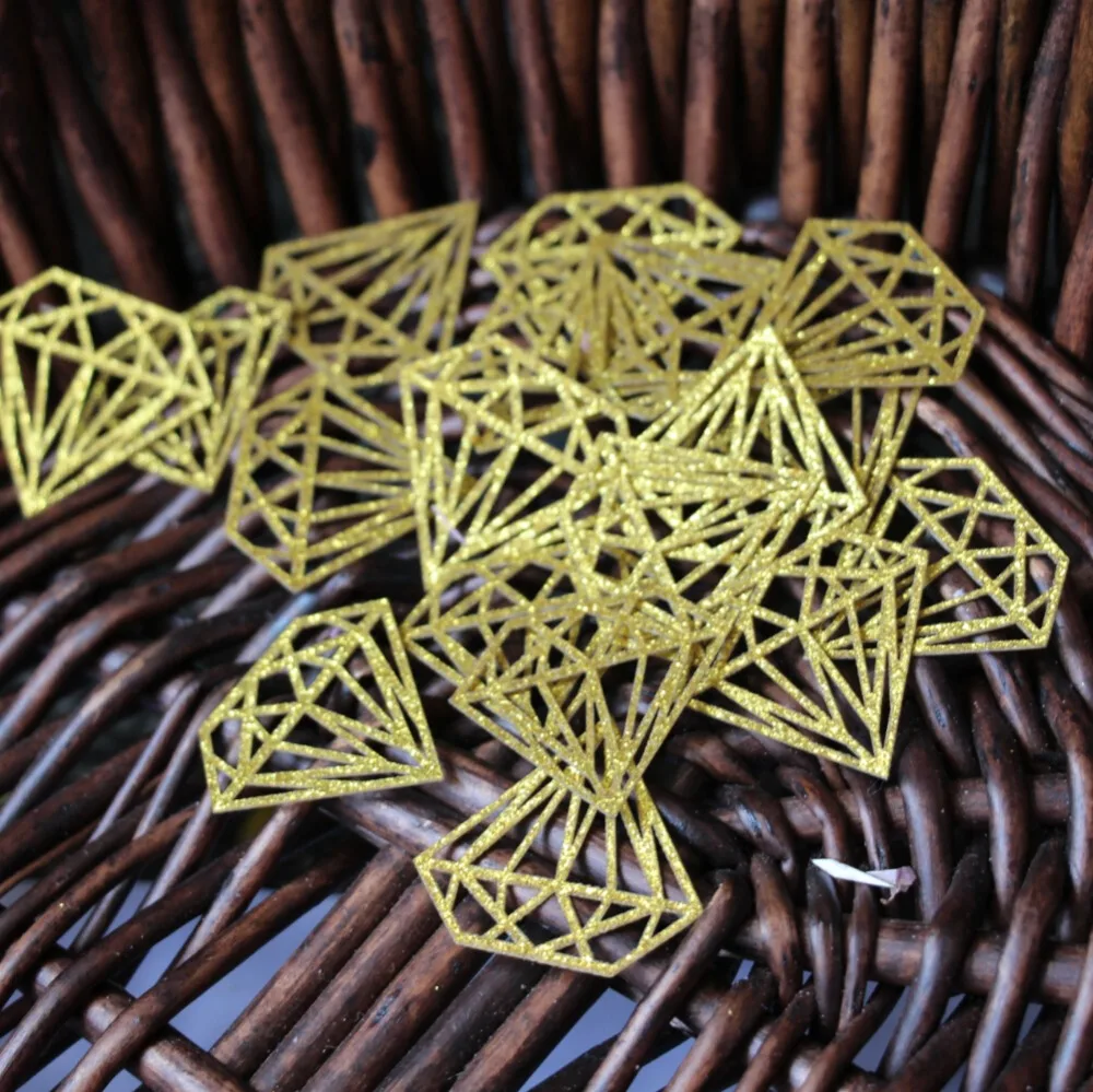 100Pcs Engagement party decorations, Paper diamond confetti, Diamond