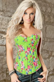 

Light Green Bustier Satin Lace Up fashion overbust corset