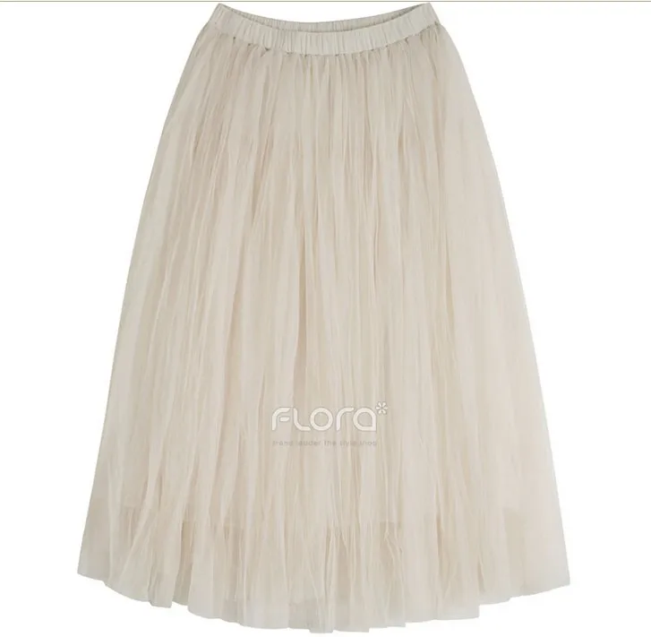 Net Yarn Ball Gown European Style Summer Skirt Black White Apricot