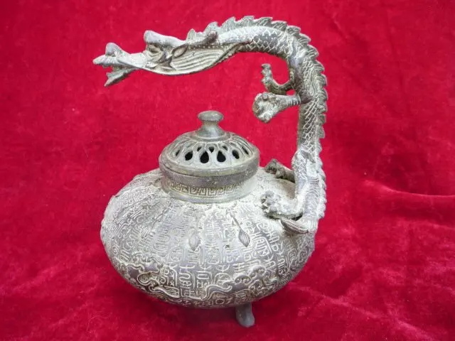 Коллекционная династия Мин (xuan de1426-1438) бронзовый дракон ладан \ курильщик, украшение, бесплатная доставка