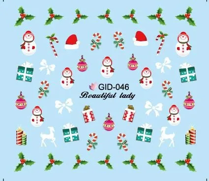 Gid свечения в ночь 20 листов/много смешанных gid037-048 серии Рождество воды Наклейка Вода перевода Стикеры