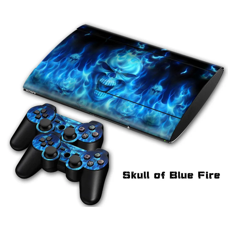 OSTSTICKER синий огненный череп наклейки для sony Palystation 3 Slim 4000 красочные скины для PS3 Slim 4000 этикета