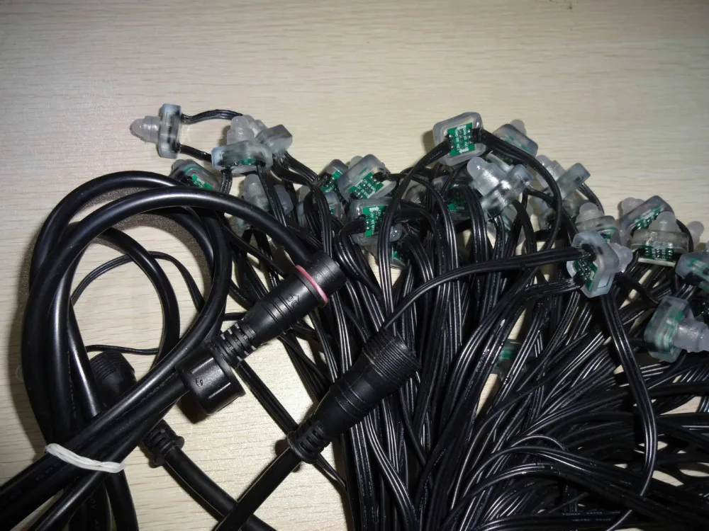 100 шт. DC12V вход IP68 WS2811 светодиодная точечная лампа, все черный провод с sandevices Контролера со стандартным кабелем