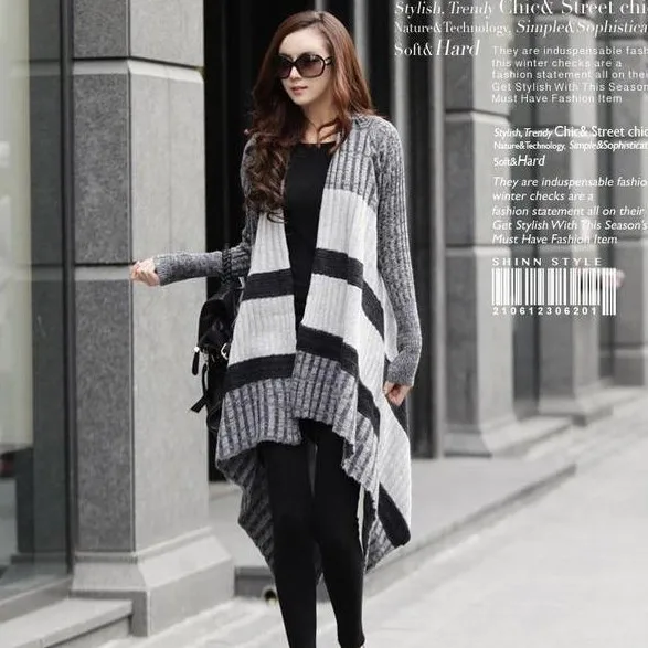 black and white striped cardigan sweater