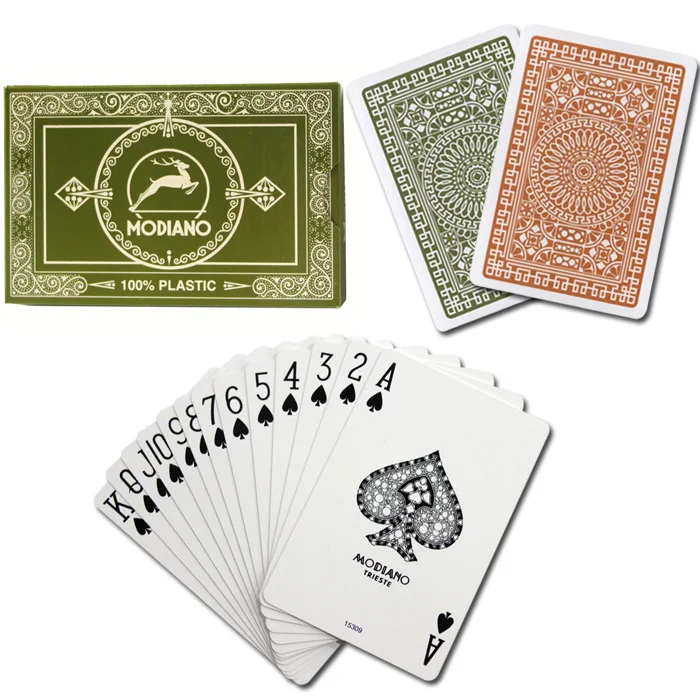 Modiano Ramino Bridge Club Bridge Размер 2 индекс 2 колоды в одной коробке пластиковые игральные карты качество казино Сделано в Италии - Цвет: Green and Brown