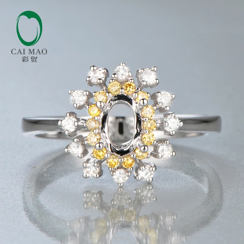 4x6 мм овальным вырезом Установка 14 К золото 0.35ct Diamond Обручение Маунт Semi Установочное кольцо
