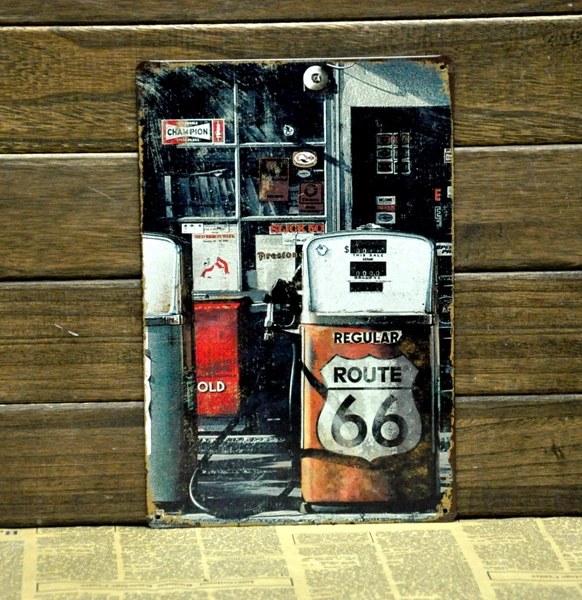[Mike86] Винтаж ROUTE 66 АЗС Металл Олово Признаки стены декор дома Офис Бар Металл картин B-149 заказ смешивания 20*30 см