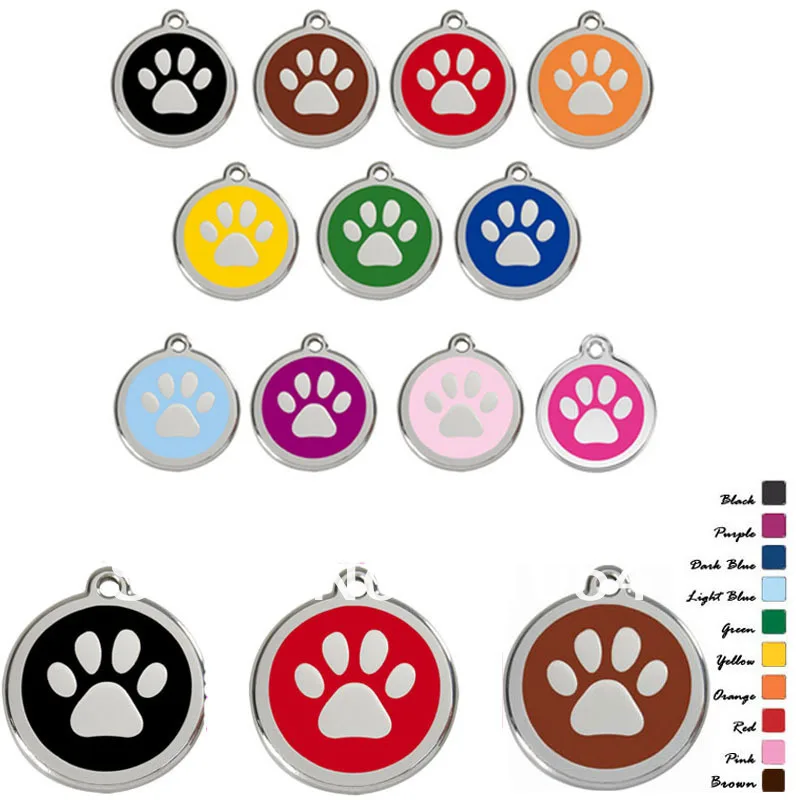Paw форме dog теги для домашних животных 25*25 мм круглый диск id метки сплав pet id метки Подвеска лапу печати pet tag