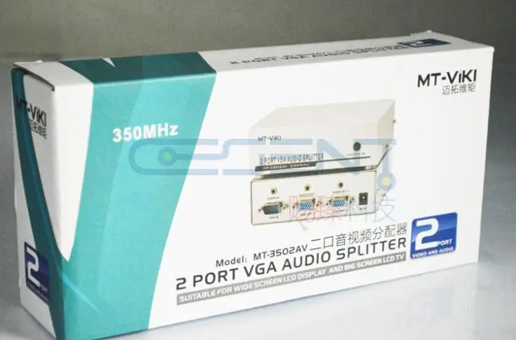 2 порта 1x2 VGA+ аудио сплиттер 350 МГц для широкоэкранный дисплей HD 1920x1440 металл