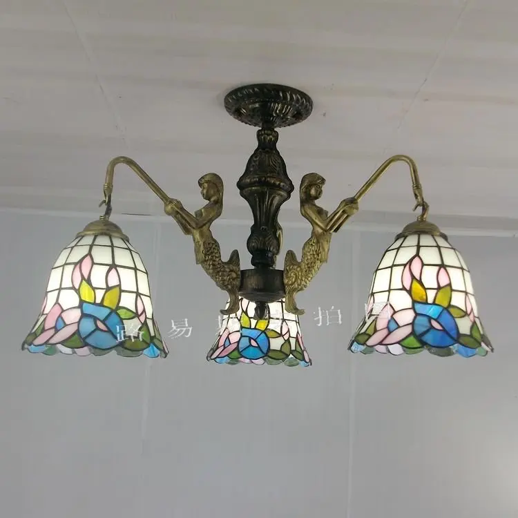 Оптовая продажа от производителя Тиффани lamps3Mermaid потолочный Балконный спальня освещение детской комнаты Континентальный креативный