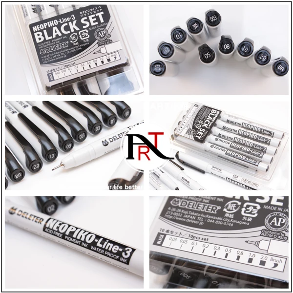 10 шт./компл., Япония DELETER(NEOPIKO-Line-3) черная Микрон ручка для комиксов, хорошее качество