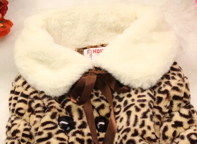 Леопардовое пальто на искусственном лисьем меху с оборками пальто с поясом одежда сезона осень-зима детское платье-пальто для малышей