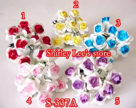 Wholesale--SPECIAL  !! 150 bunches=1500pcsTwo-Tone Mulberry Paper Rose  flowers for scrapbooking Mix 5 Colors, *FREE SHIPPING*