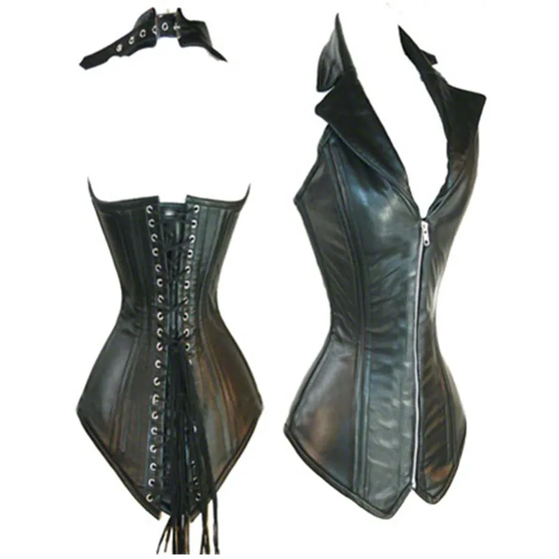 As shown Женский кожаный корсет, нижнее белье, бюстье, топ с стрингами, черный цвет, коричневый, длинный, ПУ, корсеты размера плюс - Цвет: As shown