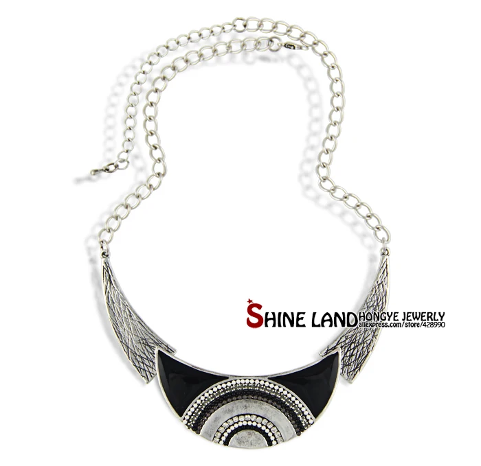 Shineland Collares новые модные женские этнические эмалированные бусы в форме Луны колье массивное ожерелье с подвеской Золотое ювелирное изделие