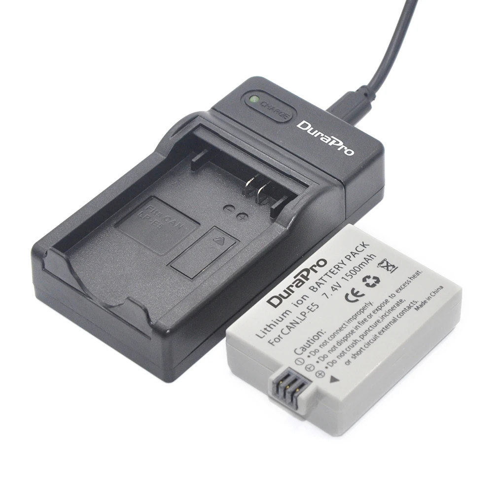 Durapro из 2 предметов 7,4 В 1600 мА/ч, LP-E5 LP E5 LPE5 Перезаряжаемые Батарея+ USB Цифровое Зарядное устройство литий-ионный аккумулятор Батарея для Canon 450D 500D 1000D