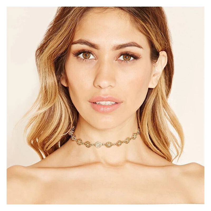 Punk Style Necklace Hollow Flower Choker Necklace Statement Necklace