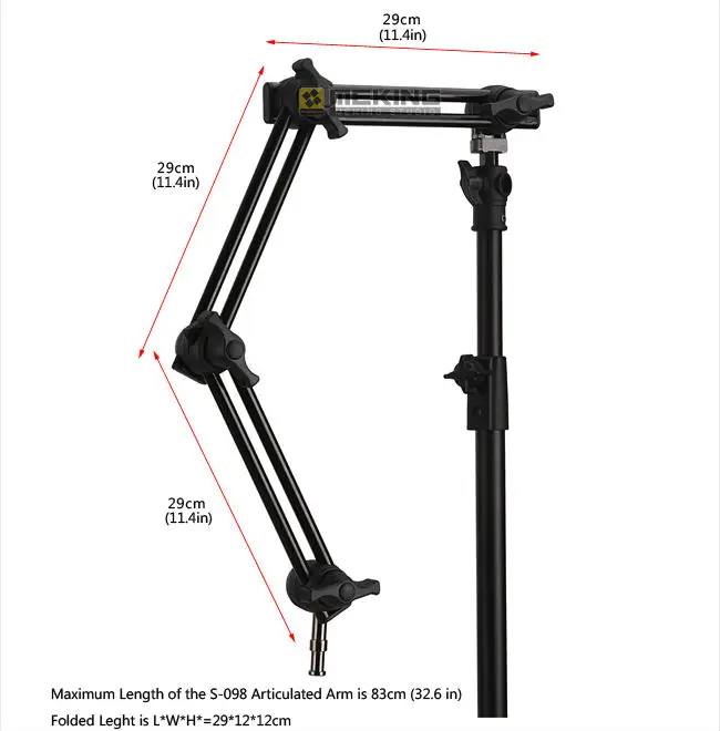 Selens M11-099 для фотостудии, трехсекционный регулируемый держатель, шарнирный кронштейн, раздвижной удлинитель, система, светильник, подставка, аксессуары