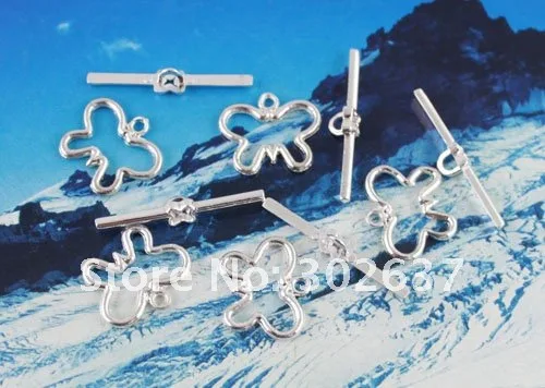 60Sets Silver Plate Butterfly toggle clasps A5111SP
