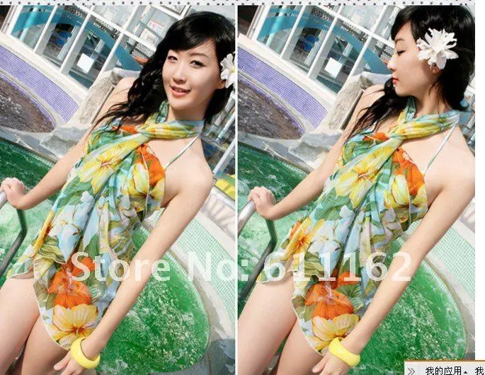 top quality 10pcs women's Chiffon Swim Wear/Beach scarves/Swimwear/Bikinis/Colorful random/Mix order