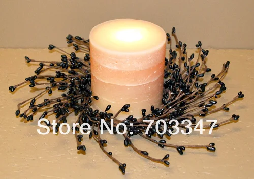 New Arrival!!!(72pcs/lot) 2.25"Primitive candle ring Pip berry Candle Wreath Jar Or Votive Ring In Black, *FREE SHIPPING  *