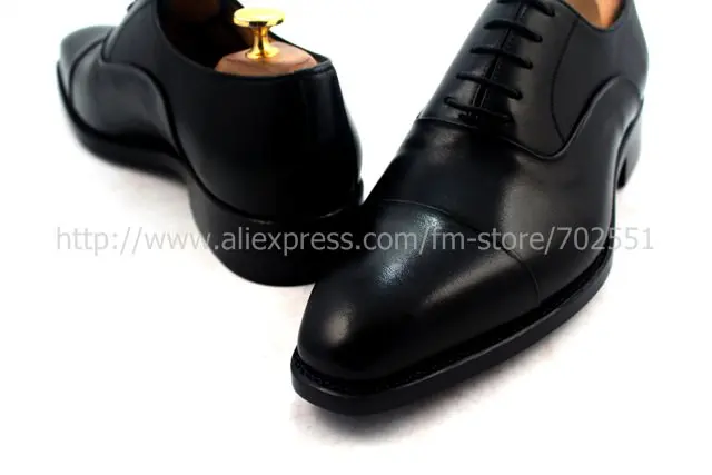 Free shipping  handmade genuine calf leather men's oxford shoe color black No.OX216 GOODYEAR CRAFT